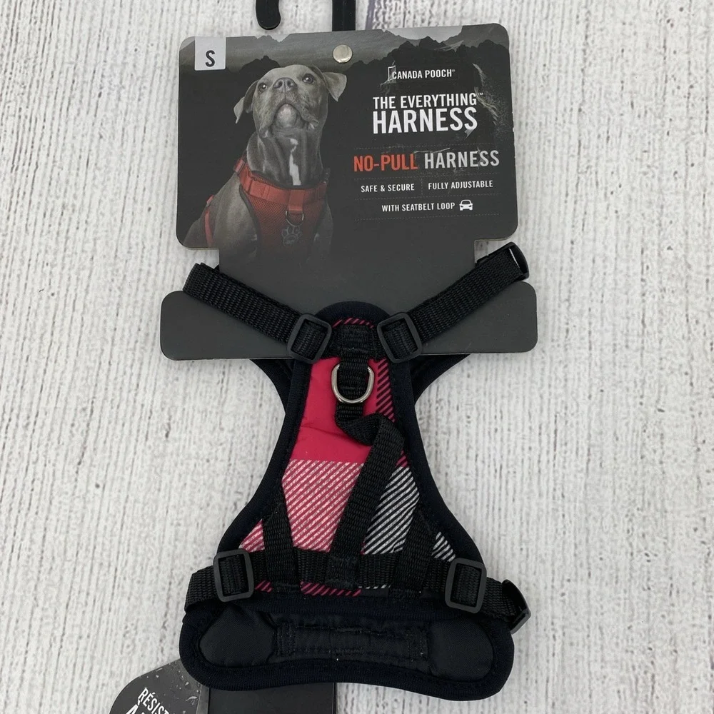Canada Pooch Everything Harness SMALL Black Pink Plaid No Pull Water Resistant